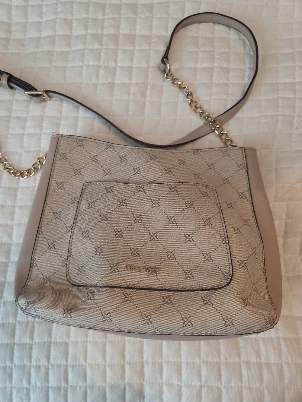 Nine West Beige Patterned Crossbody Bag